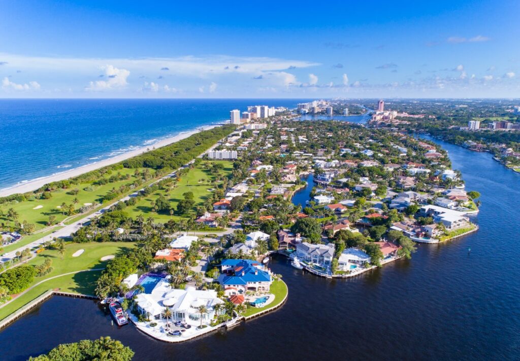 Boca Raton Florida Aerial from Park Lake and Inlet